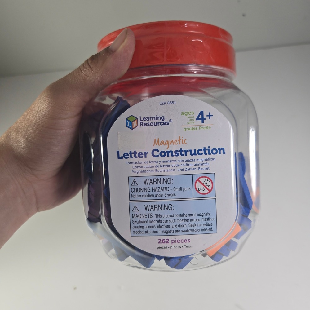 Learning Resources Magnetic Letter Construction 262‎ Pieces Jar PreK Ages 4+